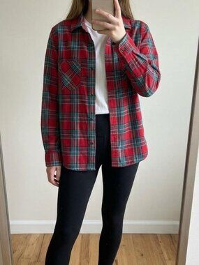 Plaid Unisex Red Flannel Button Up